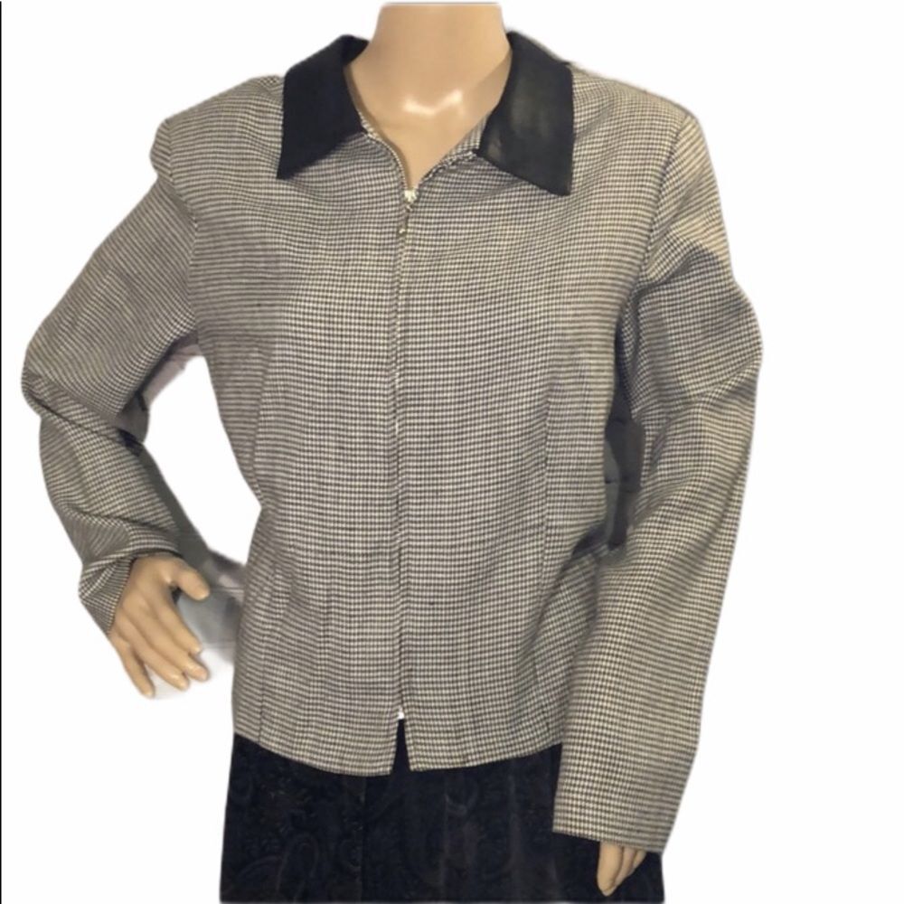Vintage 1990s Y2K Dress.com Houndstooth Check Blazer Medium?
